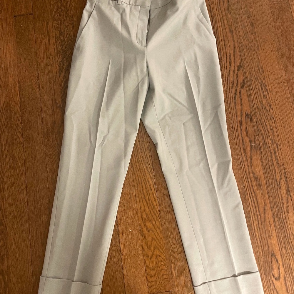 Theory Wool Slacks in Sage Green